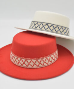 Jacquard Pattern Bands Felt Boater hats