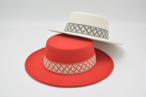 Jacquard Pattern Bands Felt Boater hats