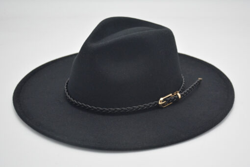 White Tone Wide Brim Felt Fedora Hat