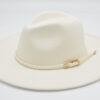 White Tone Wide Brim Felt Fedora Hat