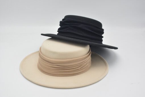 Stylish Pleat Folded Faric Felt Boater hats